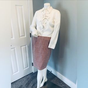 NWT Talbots Petite Pink Tweed Skirt Midi
